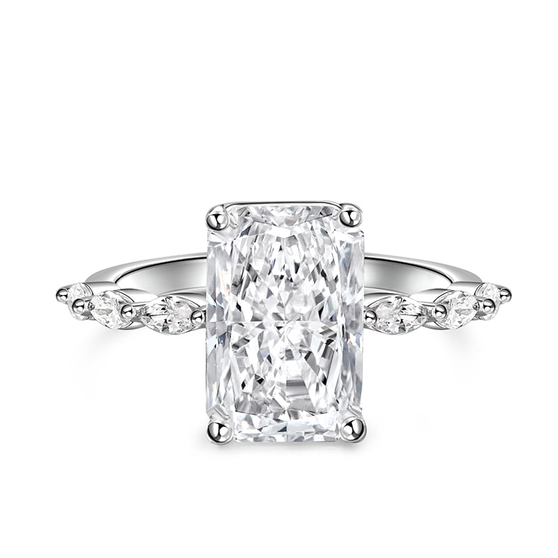 Jeulia "Captivating Brilliance" Radiant Cut Sterling Silver Engagement Ring