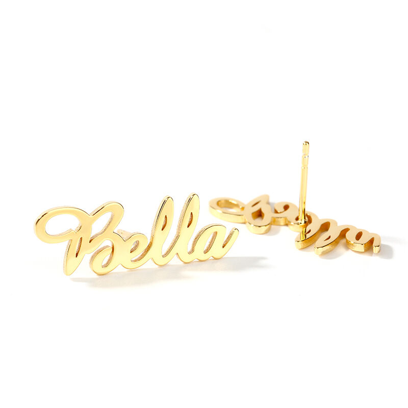 Jeulia "Love Yourself" Personalized Name Stud Earrings