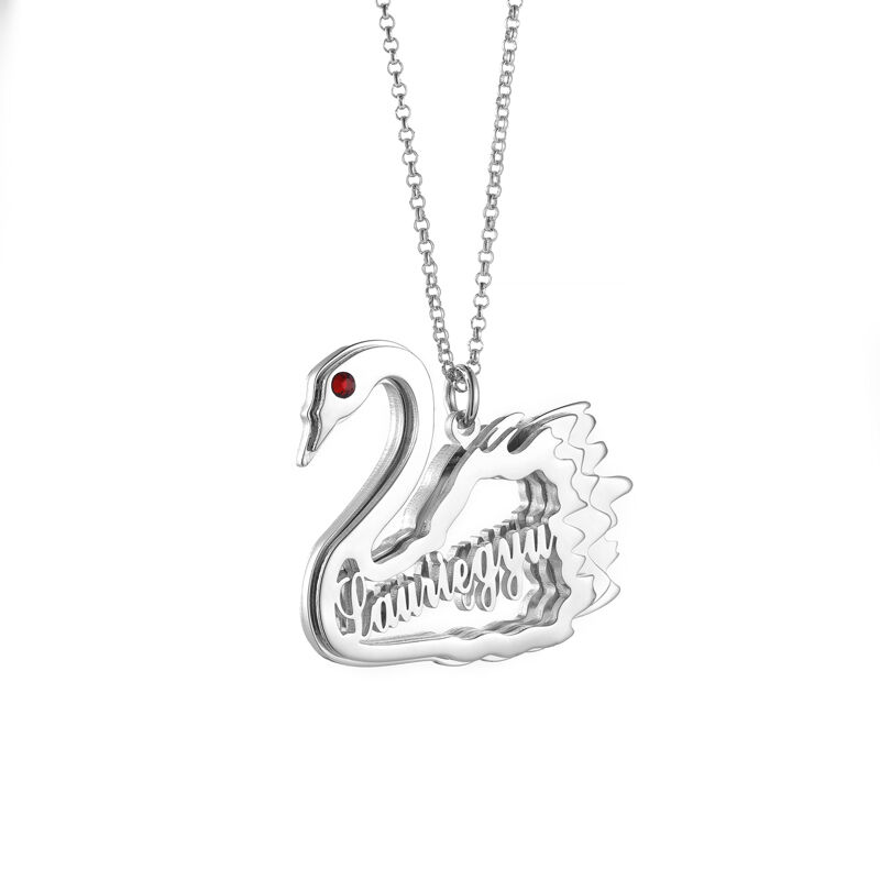 Jeulia Swan Personalized Sterling Silver Necklace with Birthstone