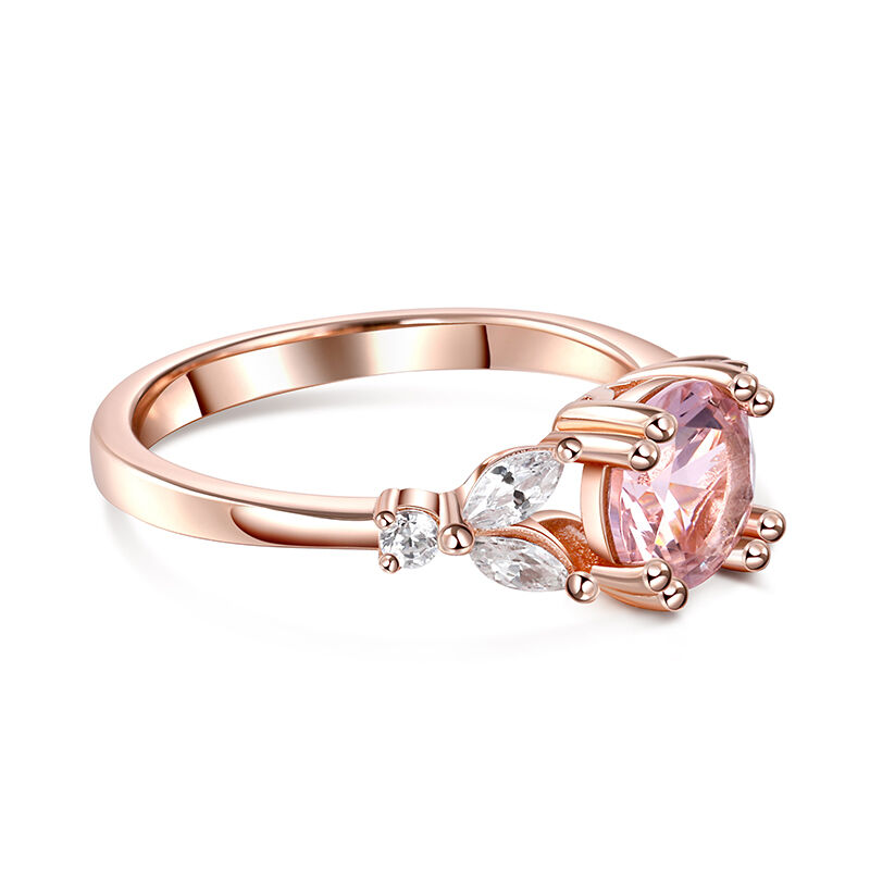 Jeulia Nature Inspired Round Cut Synthetic Morganite Sterling Silver Ring