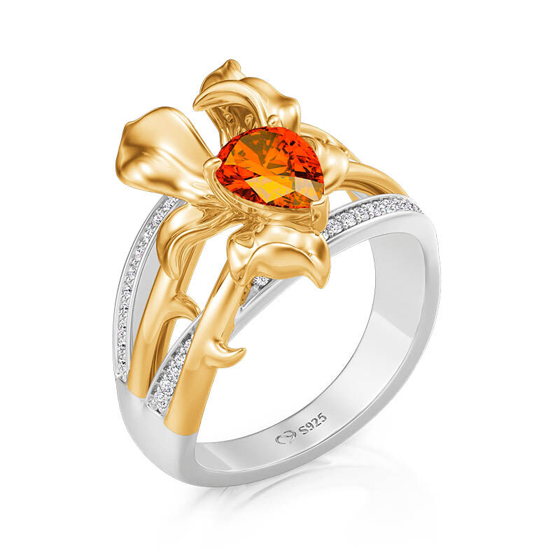 Jeulia x Leyla "Floral of Thorns" Tvåfärgad Blomma Damvigselring i Sterling Silver