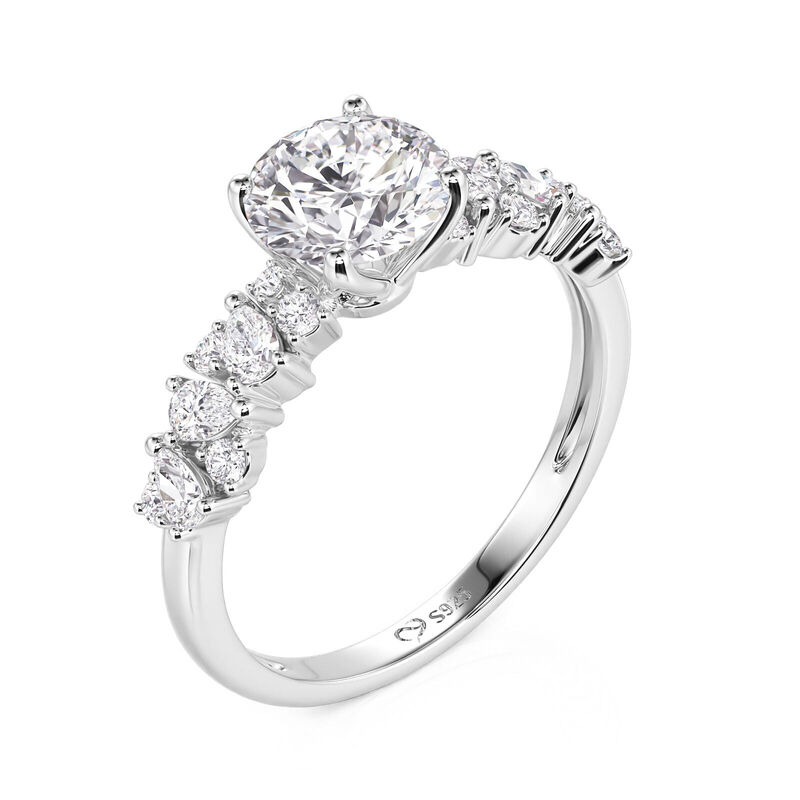Jeulia Olivetta Classic Round Engagement Ring Sterling Silver