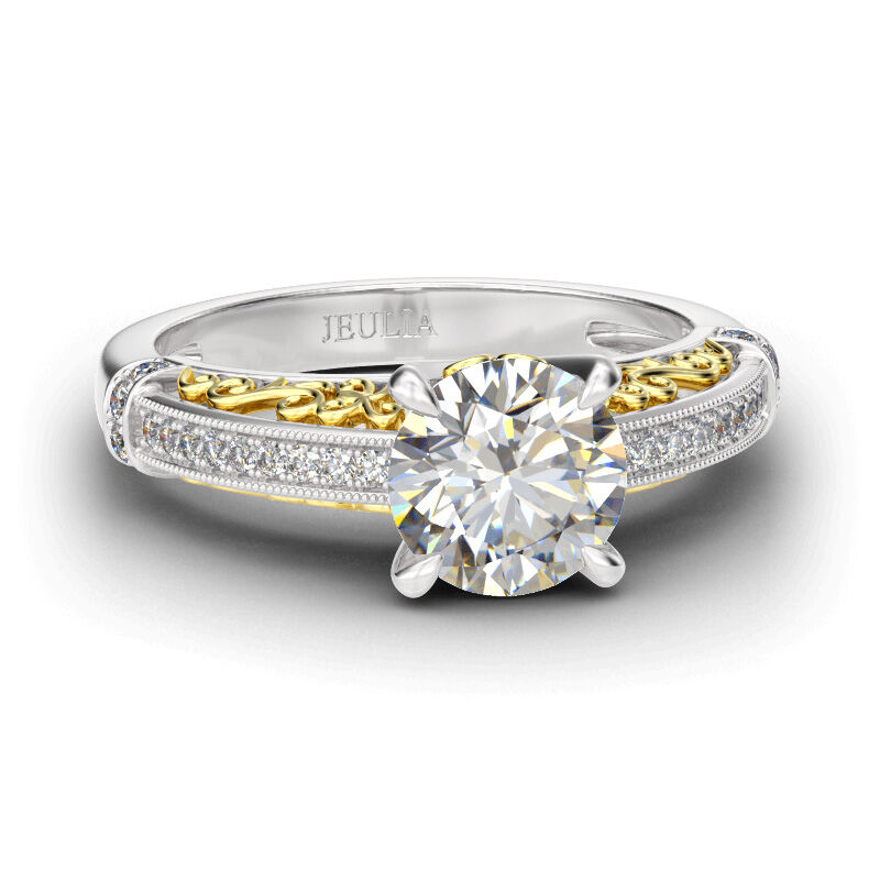 Jeulia Vintage Anello Taglio Rotondo In Argento Sterling