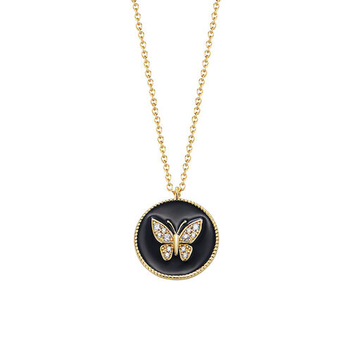 Jeulia "Eternal Beauty" Butterfly Medallion Sterling Silver Necklace