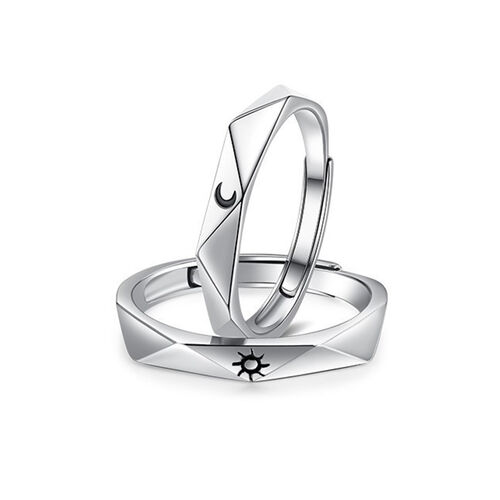 Jeulia Sun&Moon Sterling Silver Adjustable Couple Rings