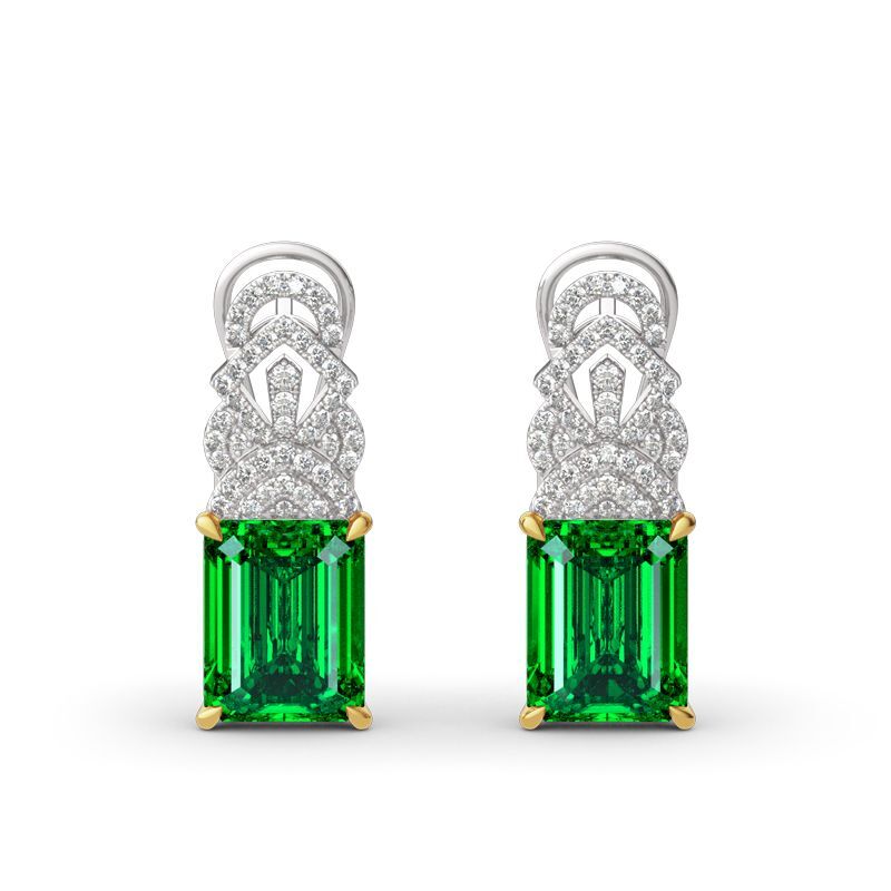 Jeulia Vintage Emerald Cut Sterling Silver Jewelry Set