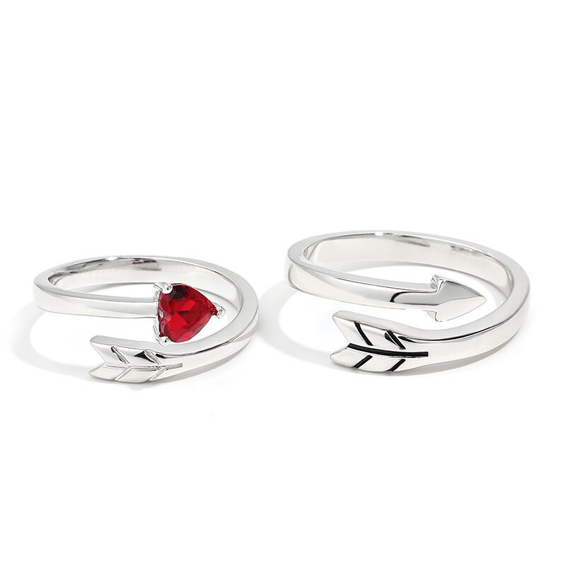 Jeulia "Cupid's Arrow" Sterling Silver Couple Rings