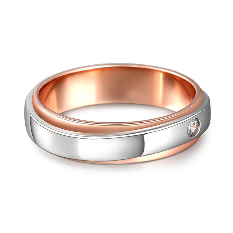 Jeulia "Forever Promise" Two Tone Sterling Silver Women's Band
