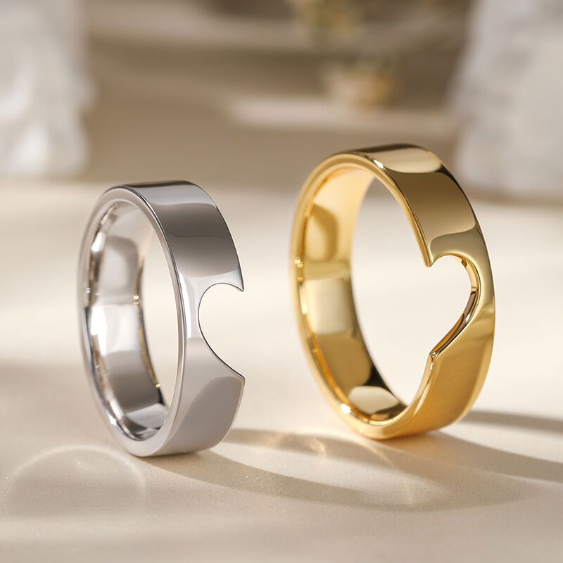 Jeulia Anillos para pareja de boda con diseño de corazón dos tonos plata de ley