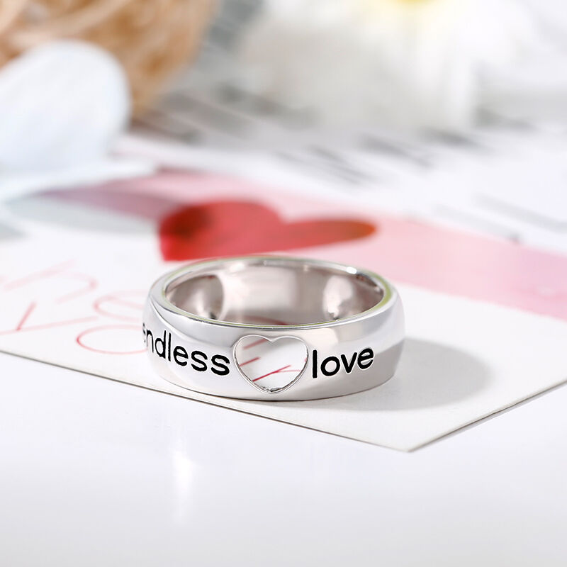 Jeulia Endless Love Men Heart Wedding Ring Sterling Silver