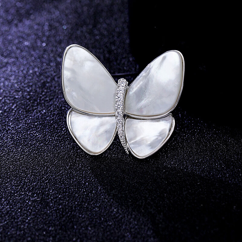 Jeulia Butterfly Copper Mother of Pearl Brooch