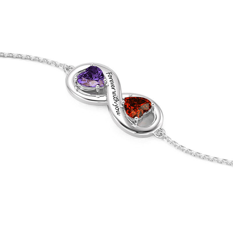 Jeulia Bracelet Personnalisé Cœur Infini avec Gravure en Argent Sterling