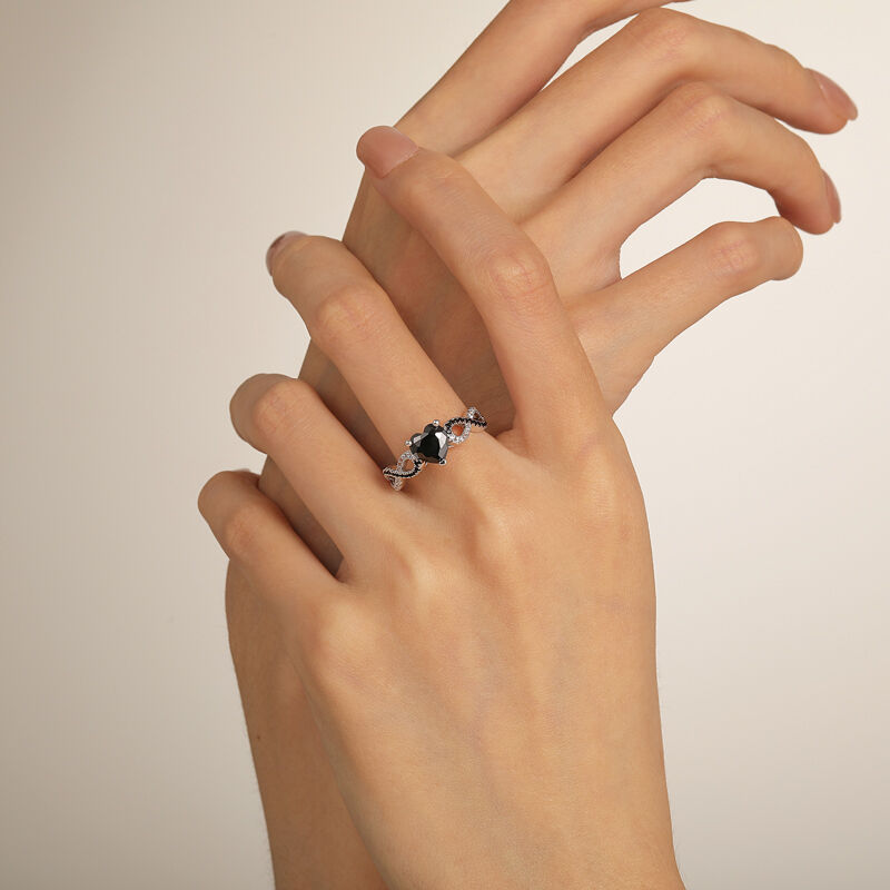 Jeulia Classico Anello di Promessa Infinito con Cuore Nero