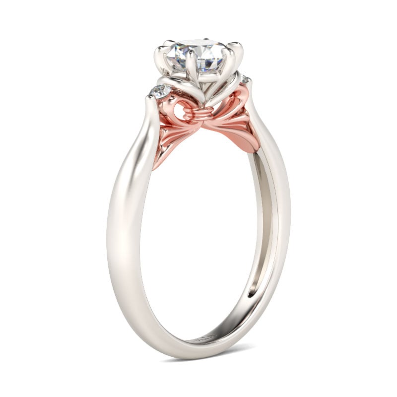 Jeulia Two Tone Bowknot Round Cut Sterling Silver Ring