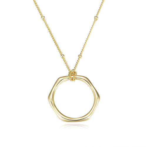 Jeulia Gold Hexagon Sterling Silver Necklace