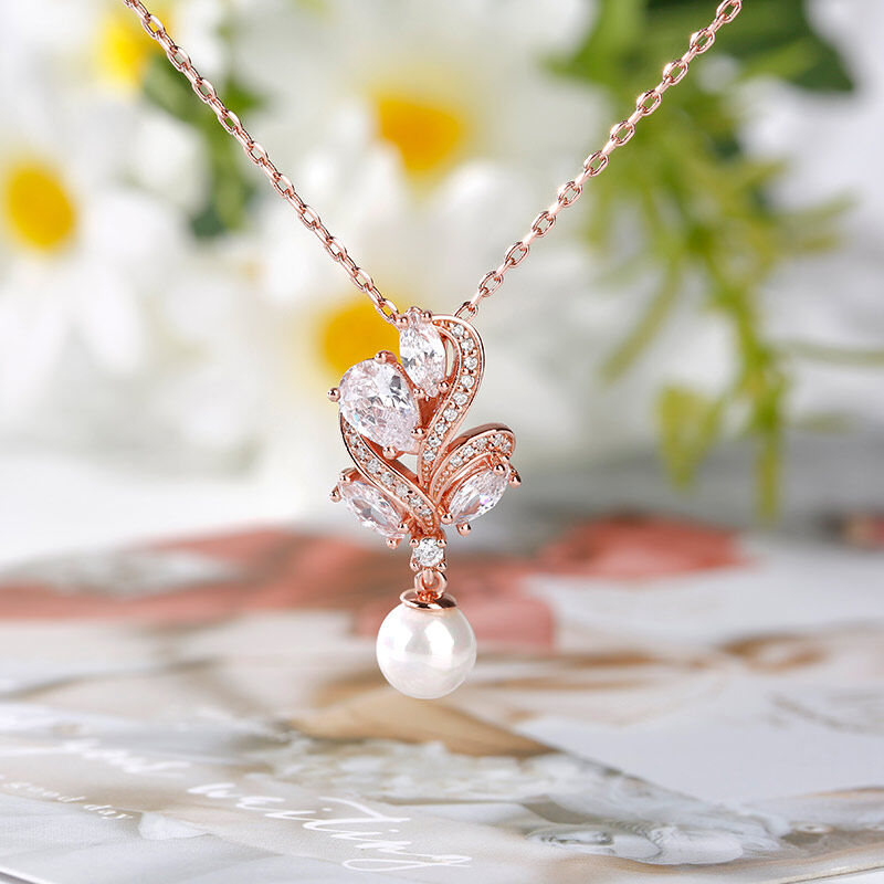 Jeulia Elegant Design Cultured Pearl Sterling Silver Necklace