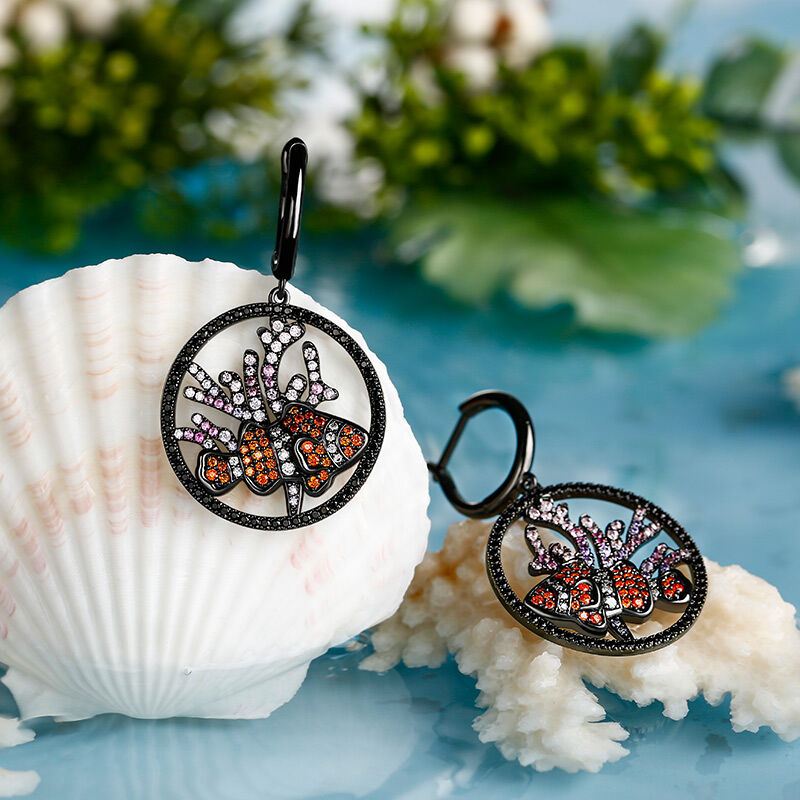 Jeulia "Clownfish Nemo & Coral" Sterling Silver Earrings