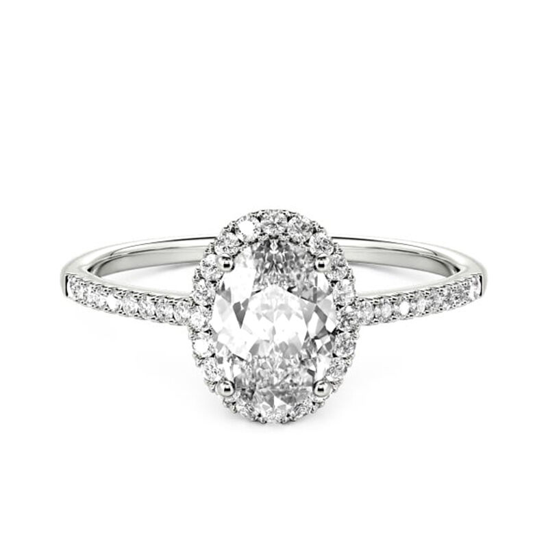 Jeulia Oval Cut Halo Sterling Silver Engagement Ring