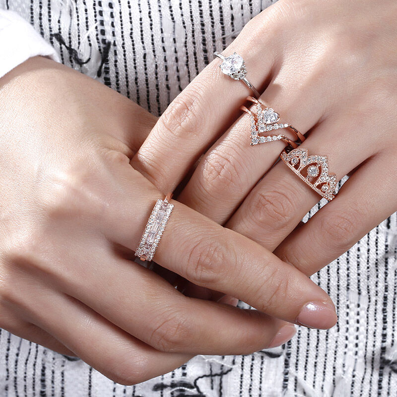 Jeulia Stackable Cluster Sterling Silver Ring