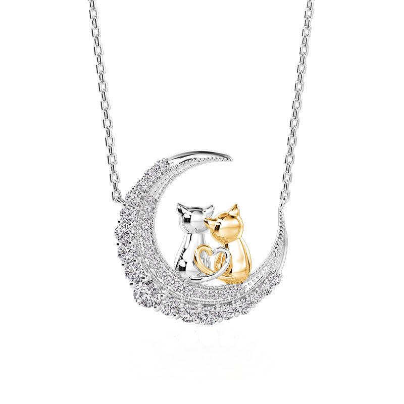 Jeulia Luna Astra Colar de Gato e Lua Two Tone