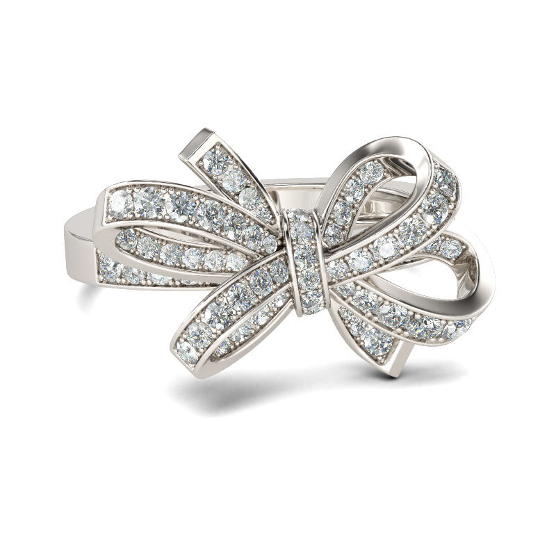 Jeulia Bowknot Sterling Silver Cocktail Ring
