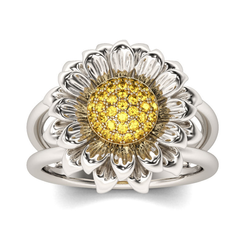 Jeulia Sunflower Sterling Silver  Ring