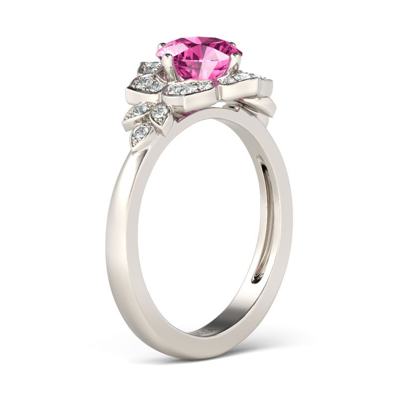 Jeulia Flower Design Round Cut Sterling Silver Ring