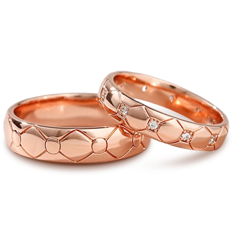 Jeulia "Eternal Love" Rose Gold Tone Sterling Silver Couple Rings