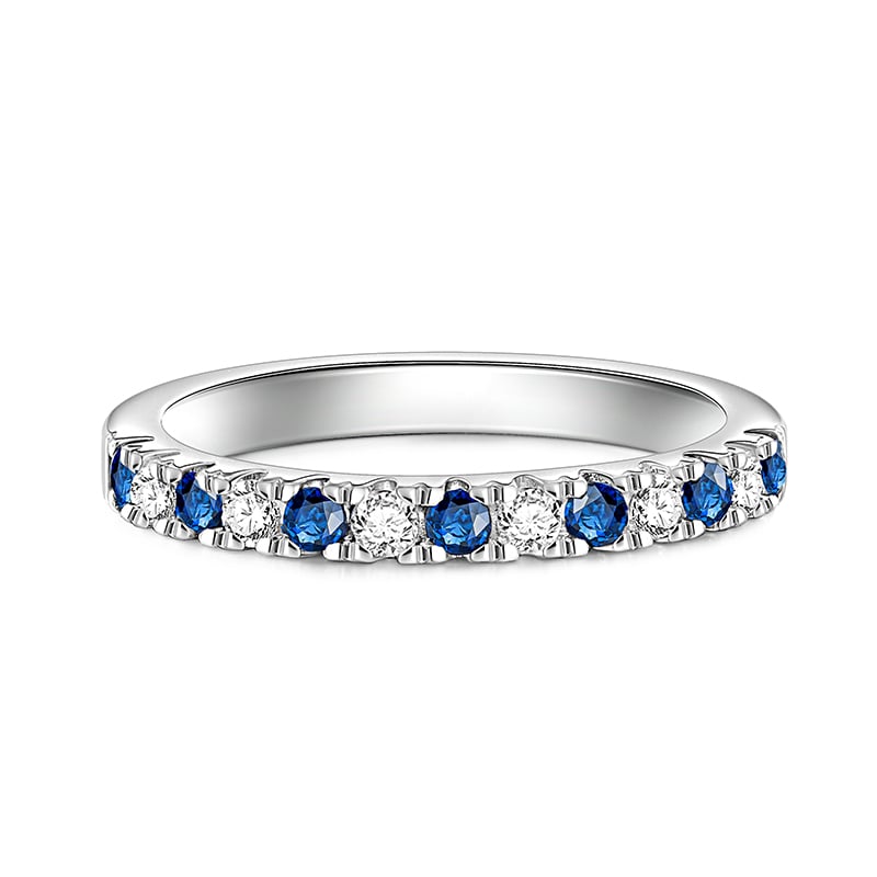 Jeulia Simple Women Wedding Band White and Blue Silver