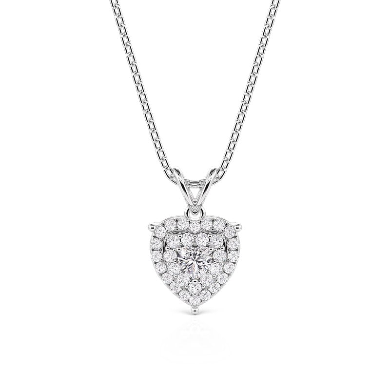Jeulia Double Halo Heart Necklace Sterling Silver