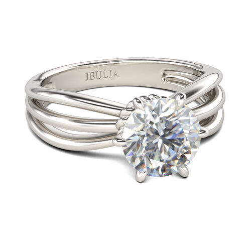Jeulia Solitaire Round Cut Sterling Silver Ring