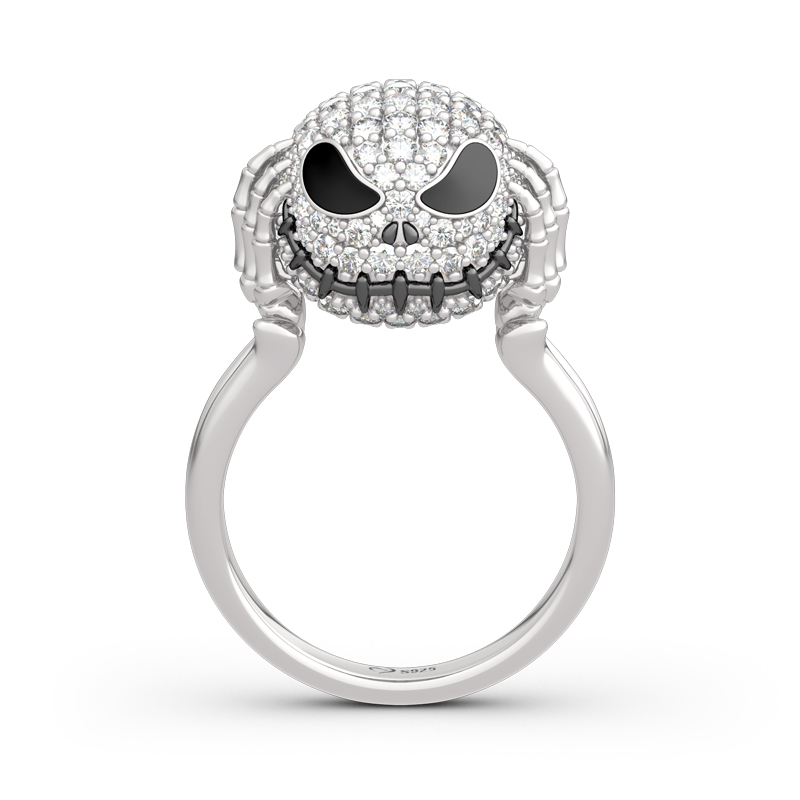 Jeulia "King of Halloween Town" Skull Design Sterling Silver Ring