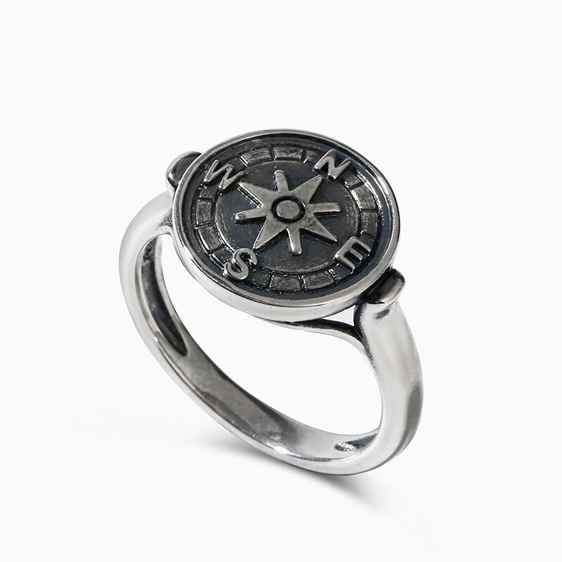 Jeulia "Life's Journey" Compass Sterling Silver Ring