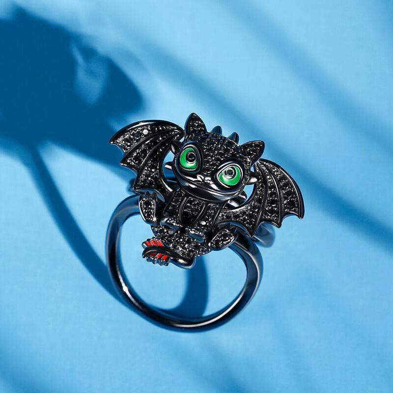 Jeulia "Flying Dragon" Movable Sterling Silver Ring