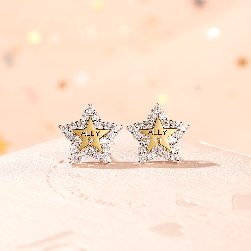 Jeulia "A Star Is Born" Sterling Silver Engraved Earrings