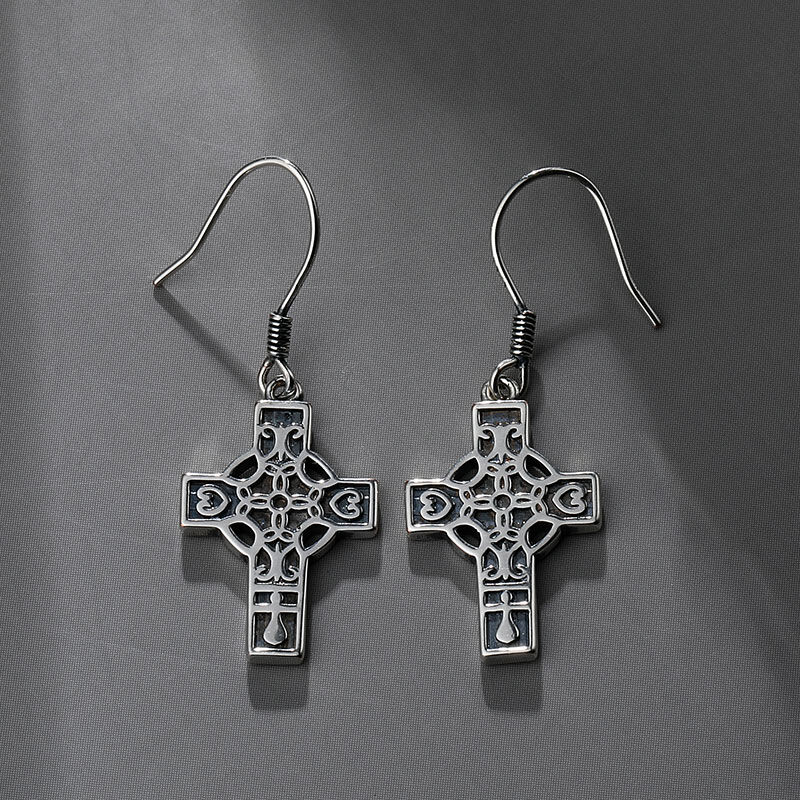 Jeulia "Celtic Knot" Cross Sterling Silver Earrings