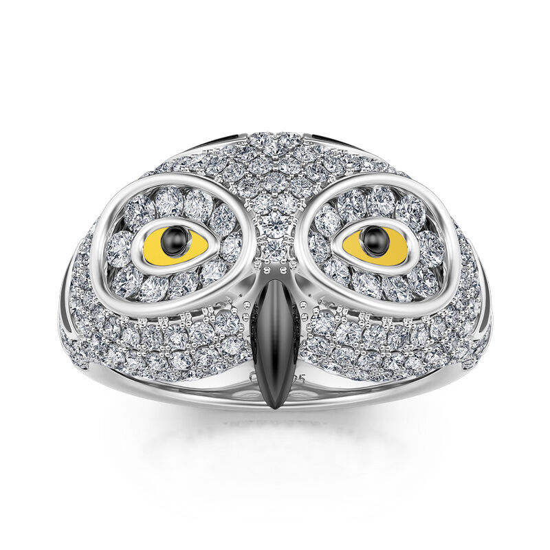 Jeulia "Night's Hunter" Owl Sterling Silver Ring