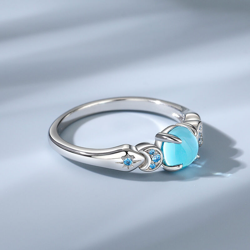 Jeulia Anillo de Plata Esterlina con Estrella Azul y Luna