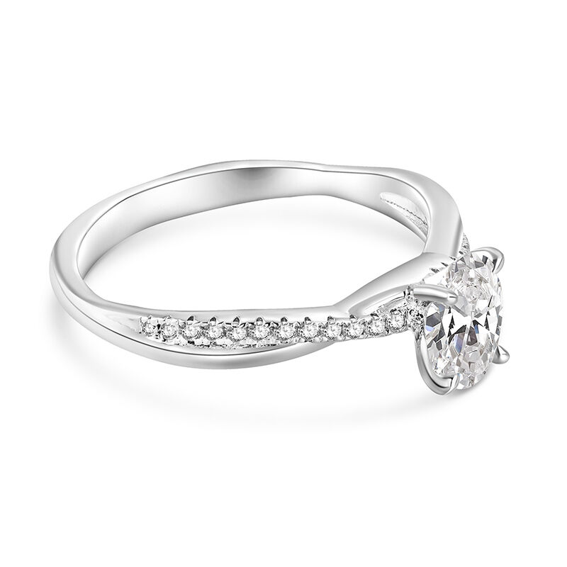 Jeulia Anillo de Compromiso Ovalado Vintage Torcido en Plata Esterlina