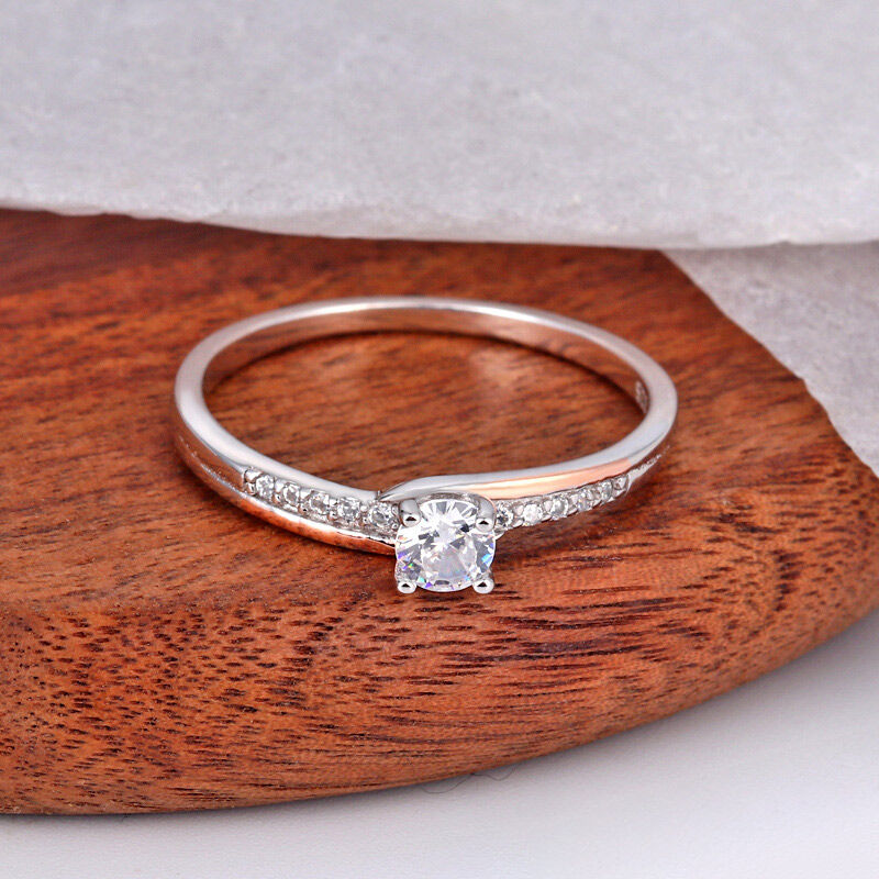 Jeulia Anillo de Promesa de Dos Tonos en Plata Esterlina