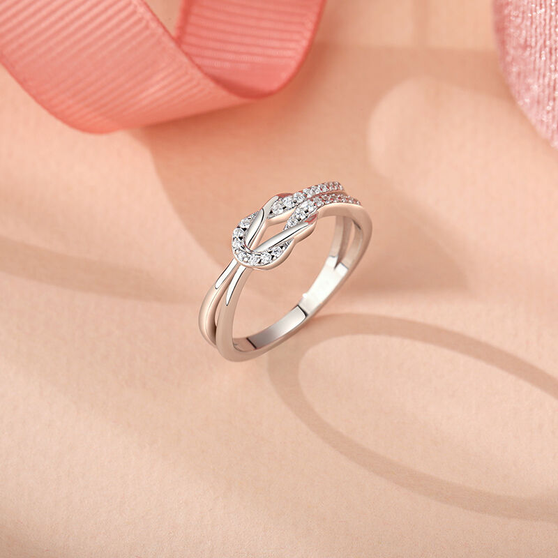 Jeulia Love Forever Knot Promise Ring Sterling Silver