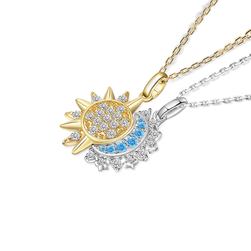 Jeulia Set de colliers Cool Soleil et Lune Amitié Argent Sterling Magnétique
