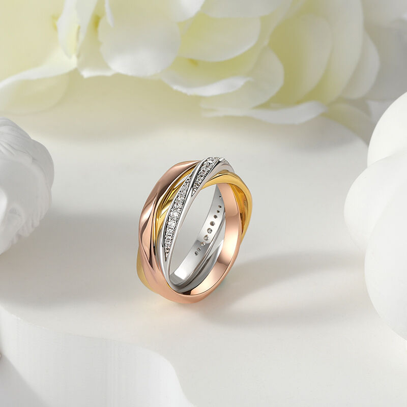 Jeulia Alianza de Boda Trinitaria Multicolor para Mujer de Plata