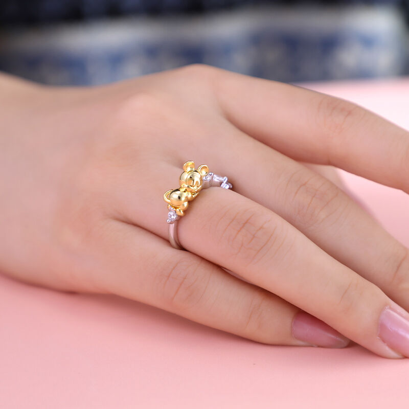 Jeulia Cartoon Mouse Two Tone Sterling Silver Ring