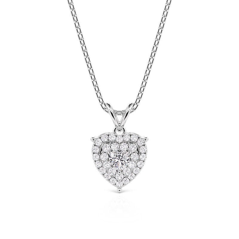 Jeulia Double Halo Heart Necklace Sterling Silver