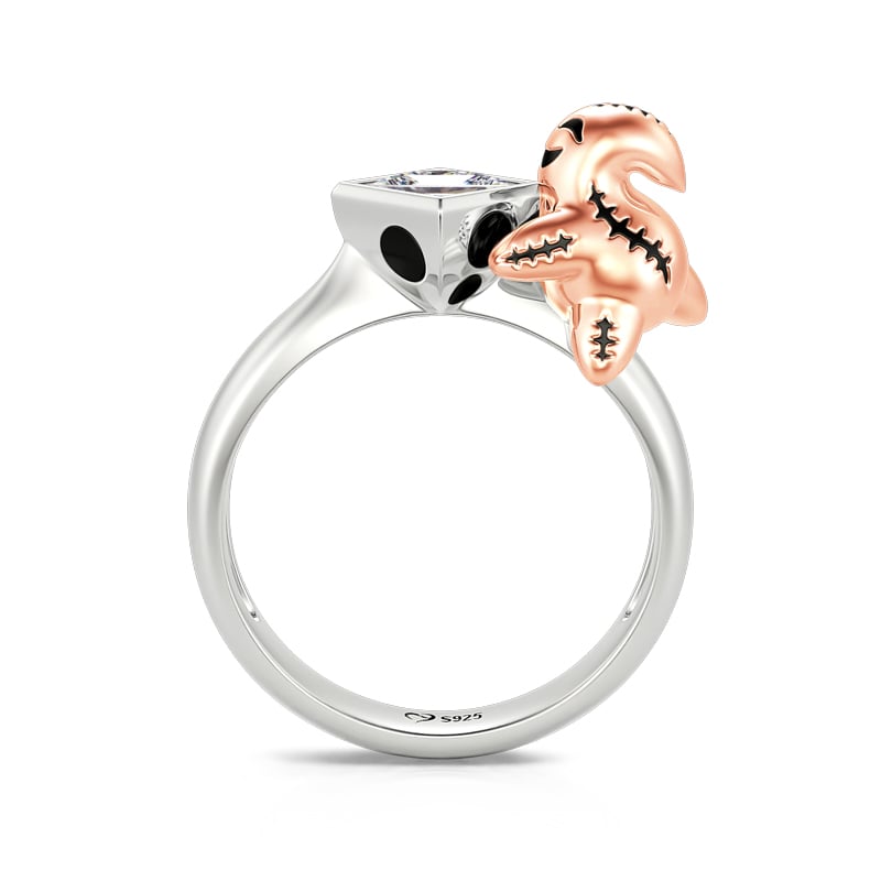 Jeulia Hug Me "The King of Bug Day" Princess Cut Sterling Silver Ring