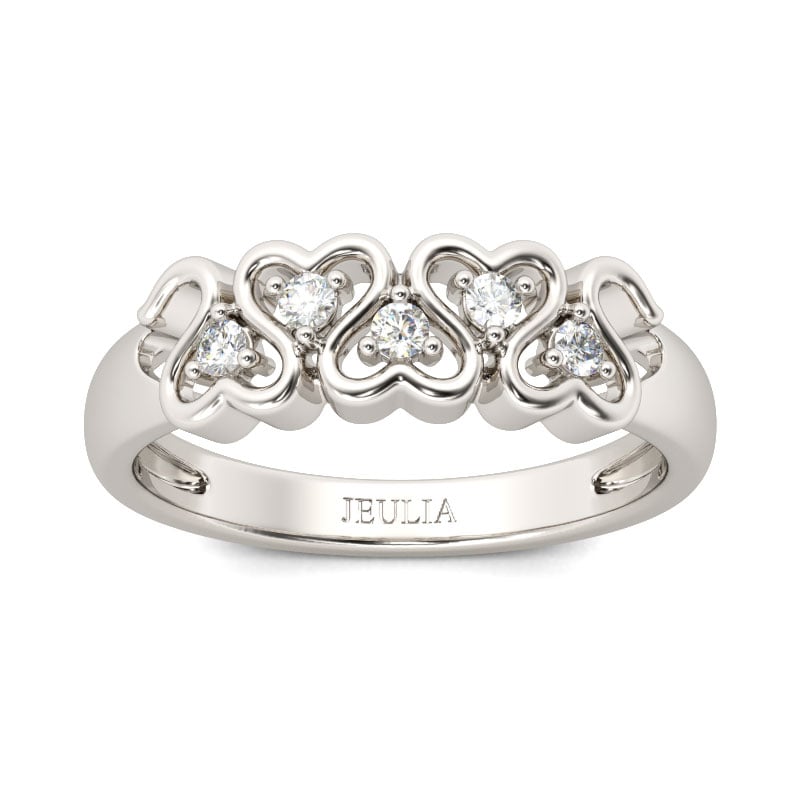 Jeulia Linked Heart Sterling Silver Women's Band