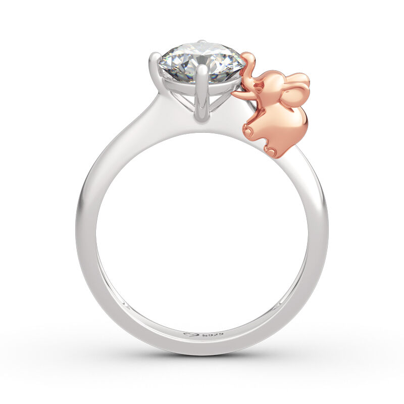 Jeulia Hug Me "Lucky Elephant" Round Cut Sterling Silver Ring