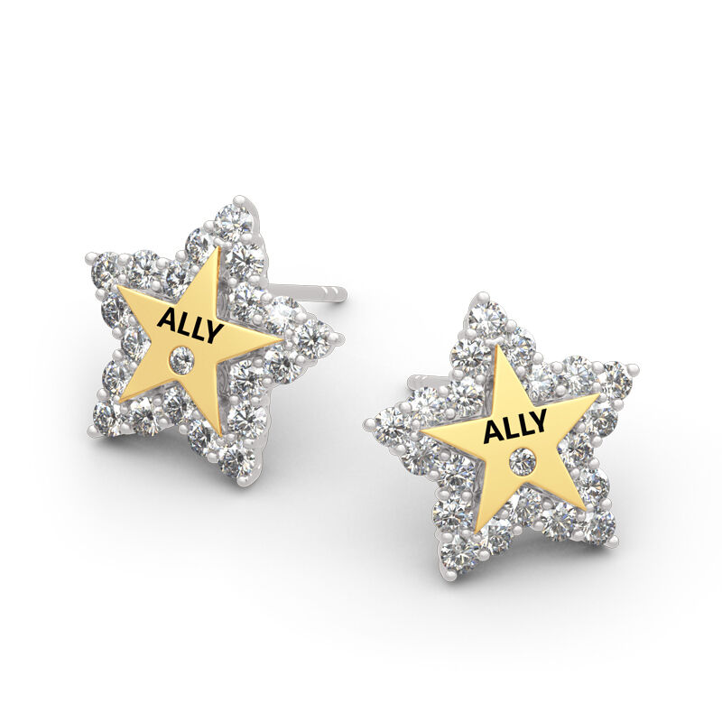 Jeulia "A Star Is Born" Sterling Silver Engraved Earrings