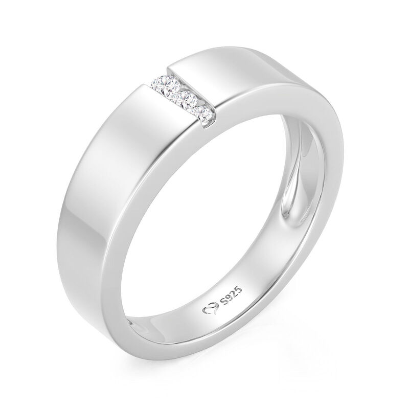 Jeulia Classico Anello Uomo Taglio Tondo in Argento Sterling
